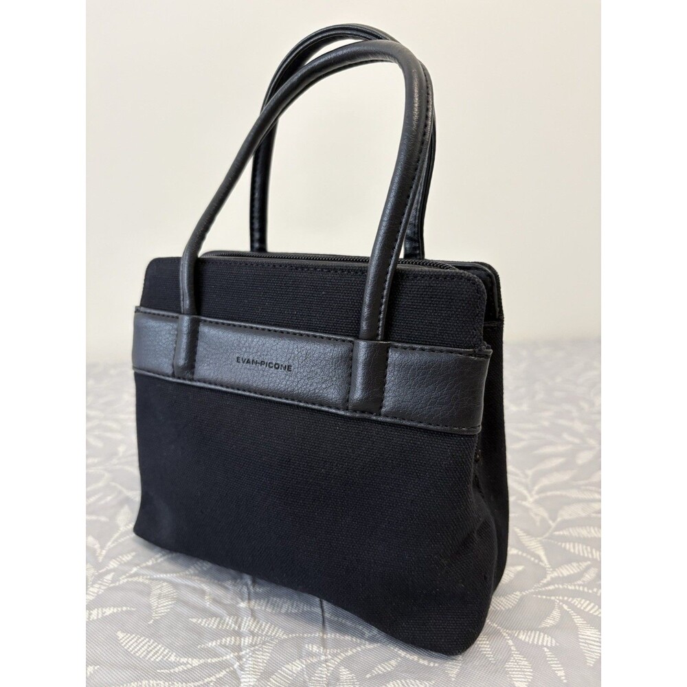 Evan Picone Black Canvas Handbag Purse Pocketbook